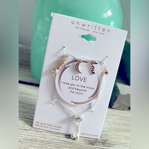 Unwritten Crystal Moon and Star 14K Gold Flash Plated and Bracelet